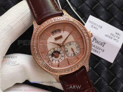 Perfect Replica Piaget Black Tie Goa32018 Rose Gold Swarovski Crystal Watch